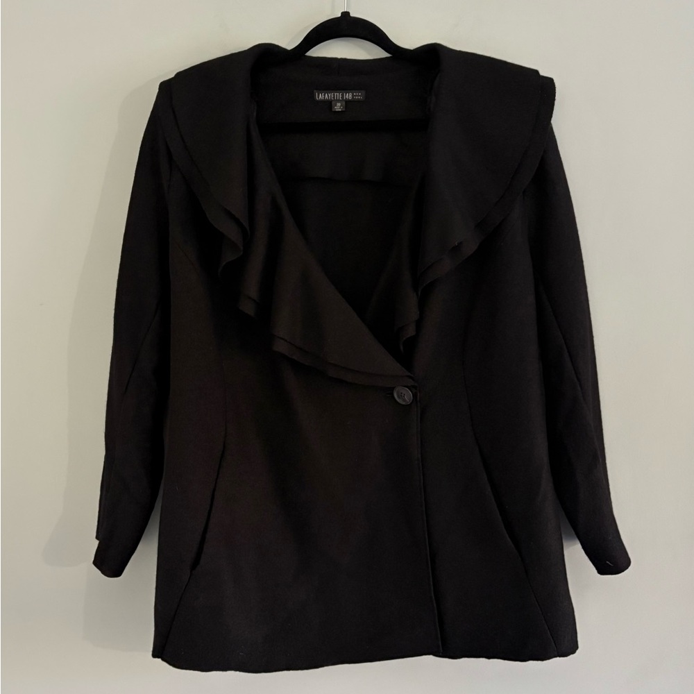 Lafayette 148 New York Black Wool Wrap Blazer Jacket Size 20 - Picture 2 of 10